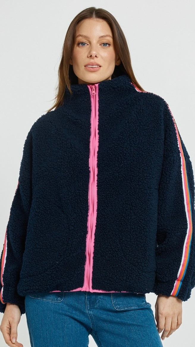 Aubrey Fleece Navy Rainbow