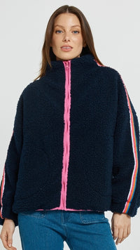 Aubrey Fleece Navy Rainbow