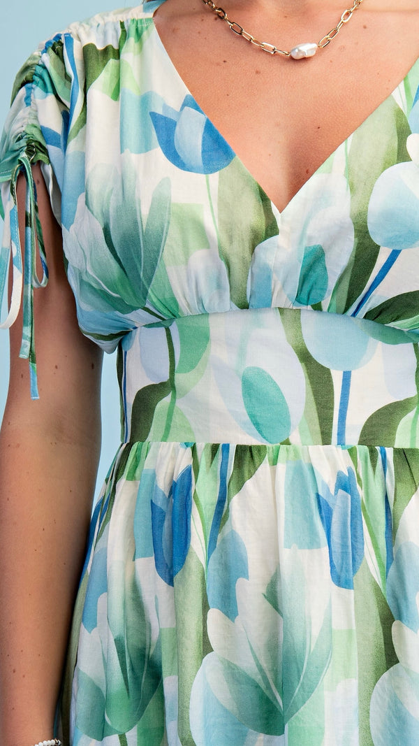 Jules Tulip Print Maxi Dress Blue Mix