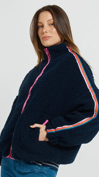 Aubrey Fleece Navy Rainbow
