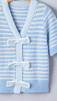 Stripes and Bows Cardigan Blue Stripe
