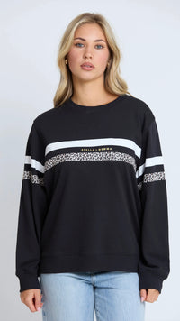 Essential Sweat Black Leopard and White Stripe
