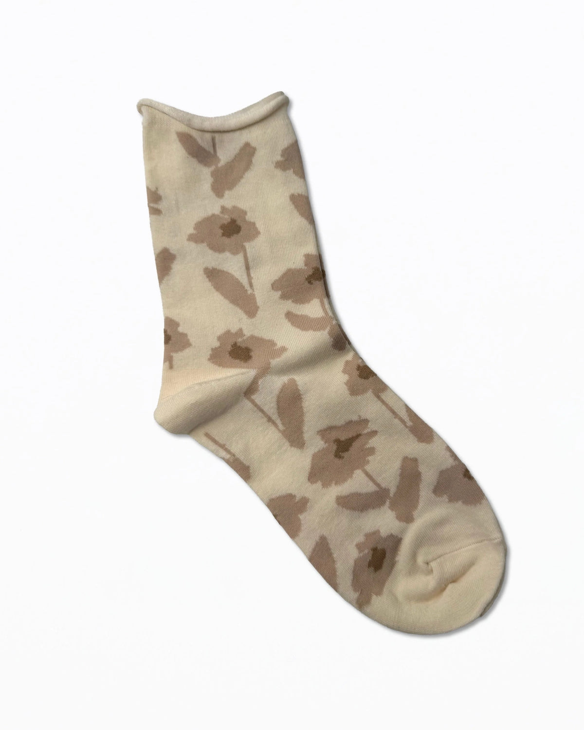 Socks Blurred Flowers Cream
