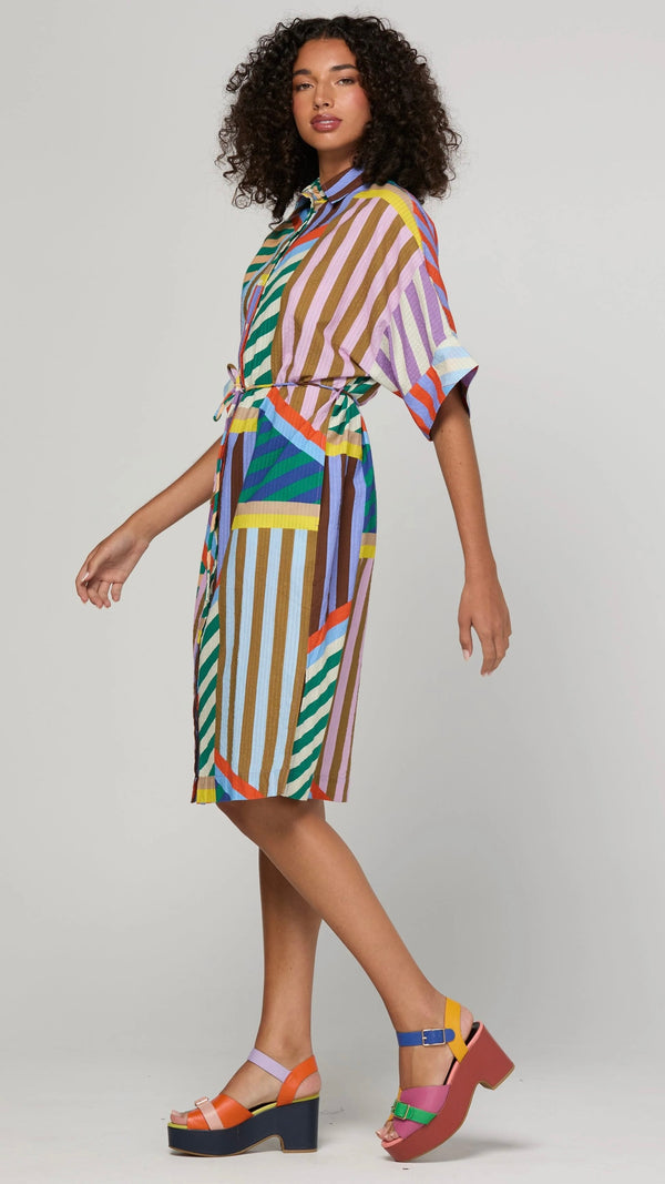 Maui Shirt Dress Liquorice Stripe