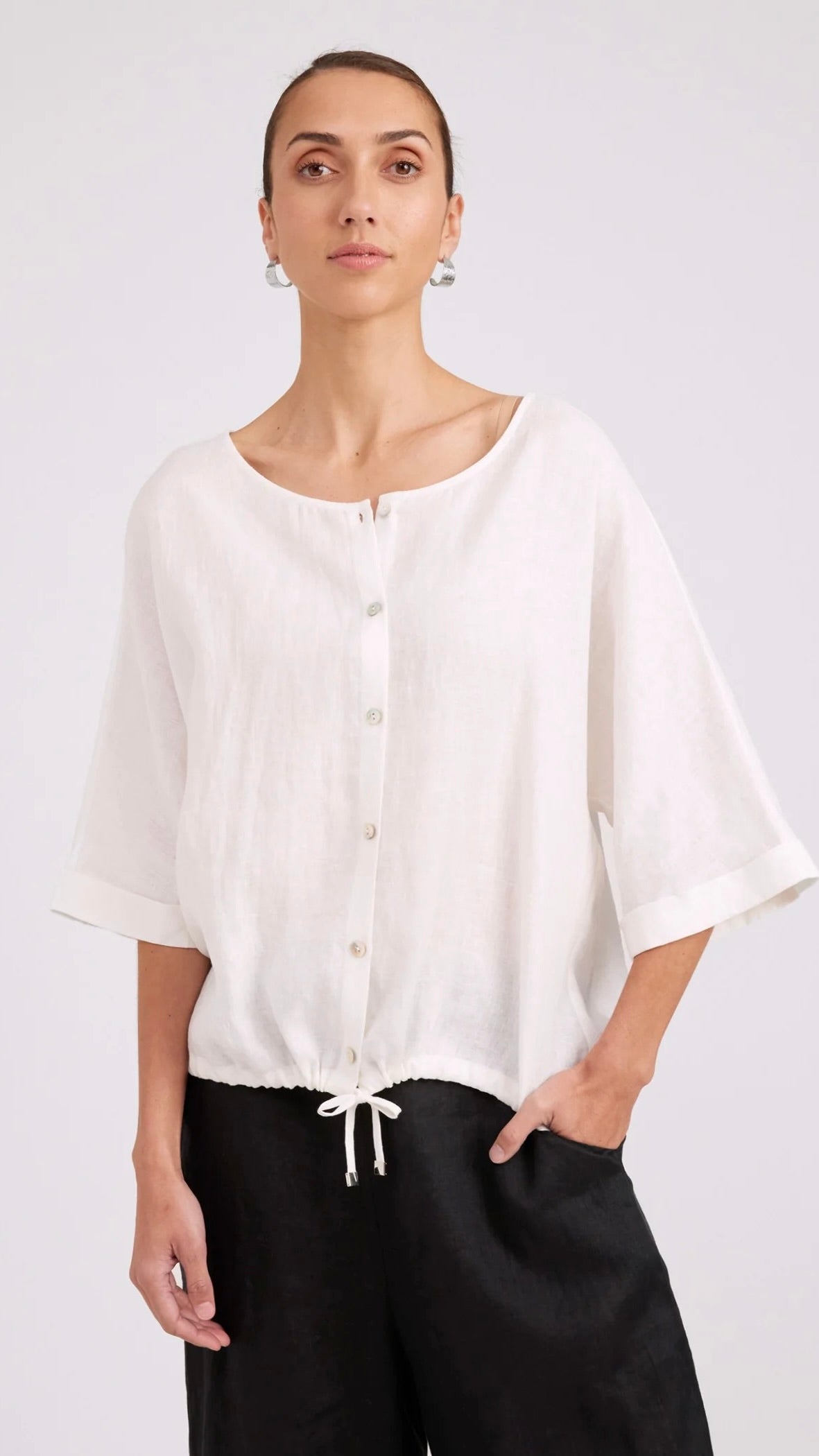 Studio Button Top/Jacket White