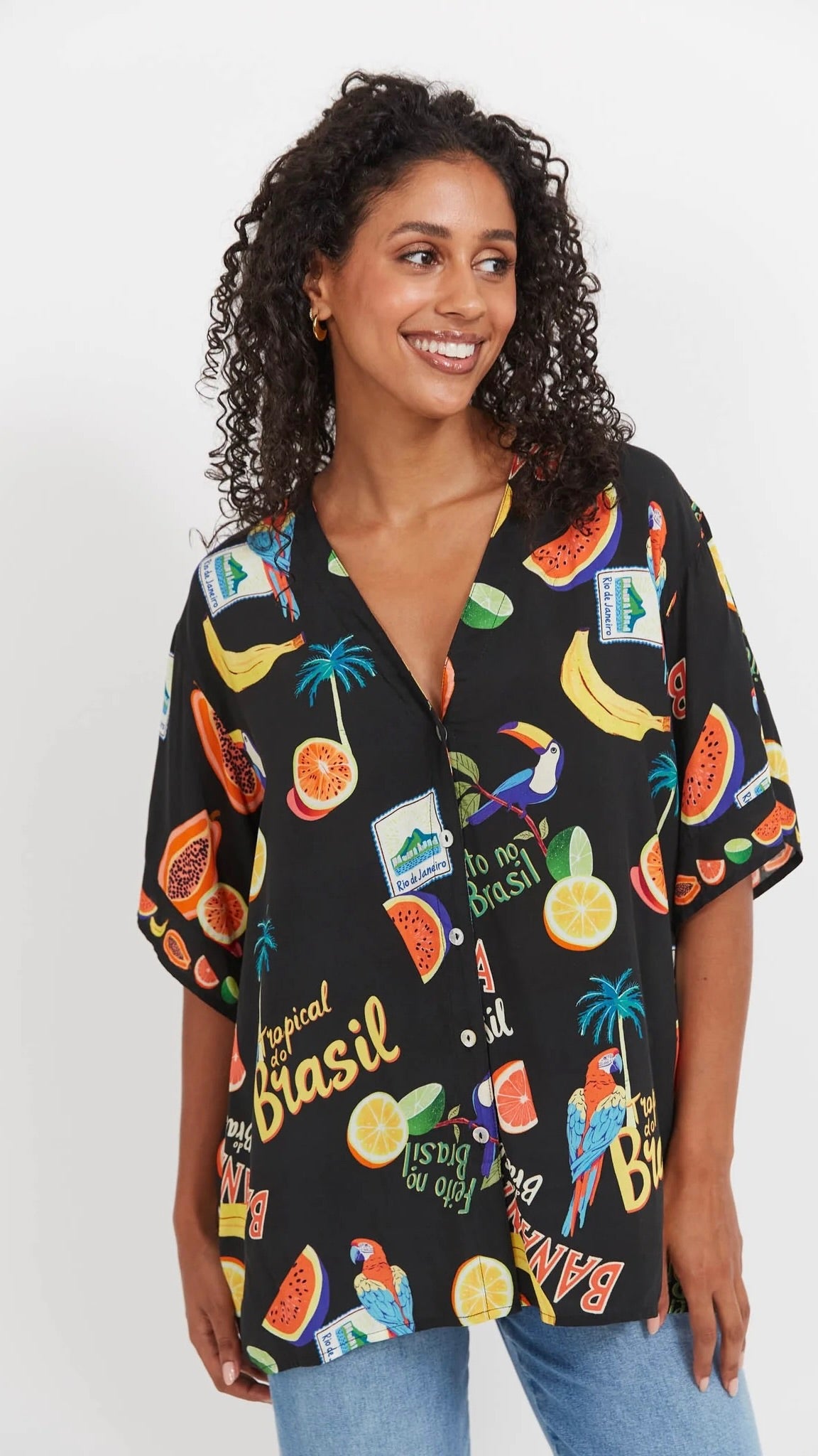 Cabana Button Top Brasil Black