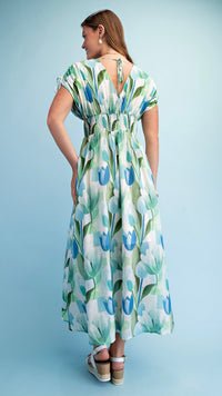 Jules Tulip Print Maxi Dress Blue Mix