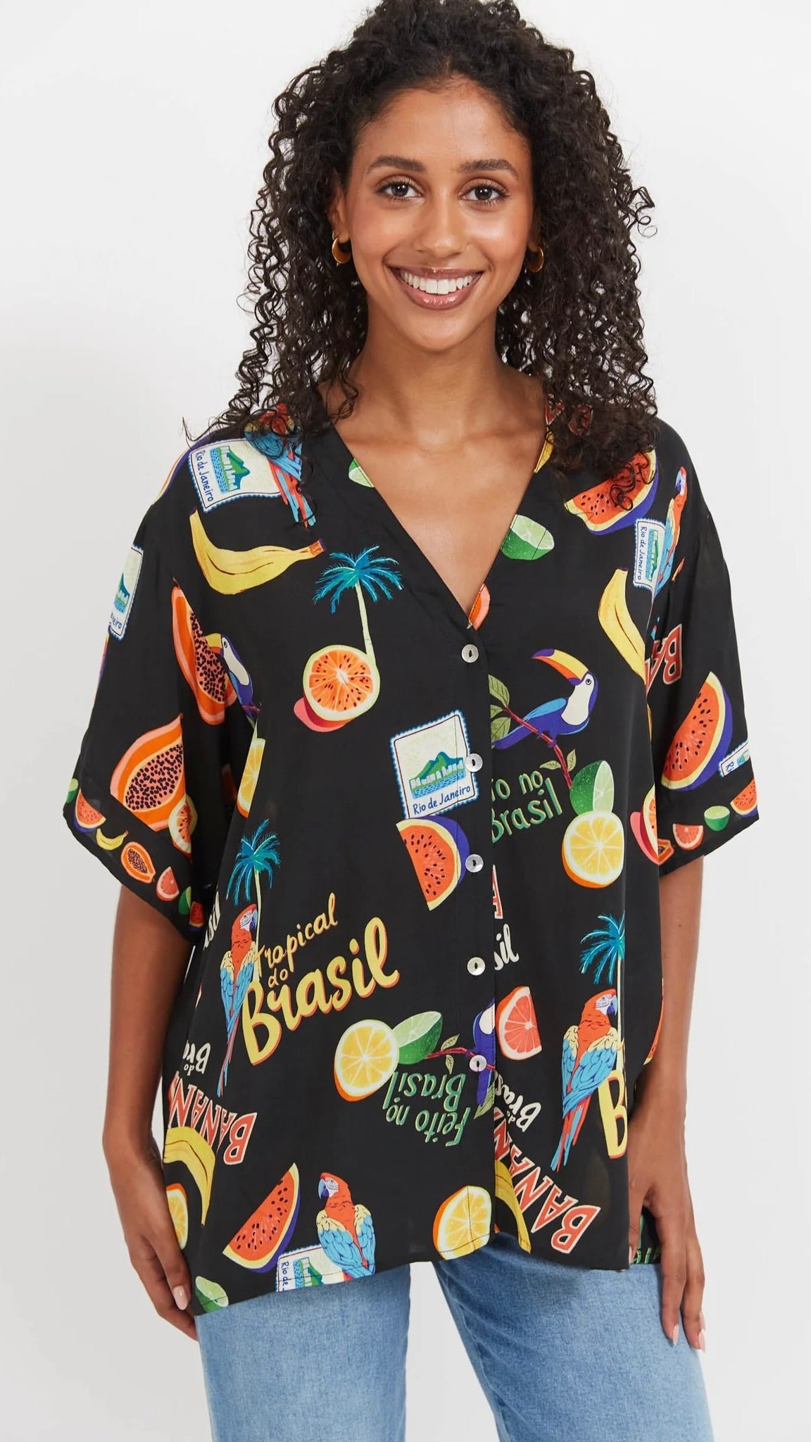 Cabana Button Top Brasil Black