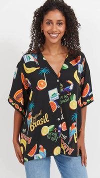 Cabana Button Top Brasil Black