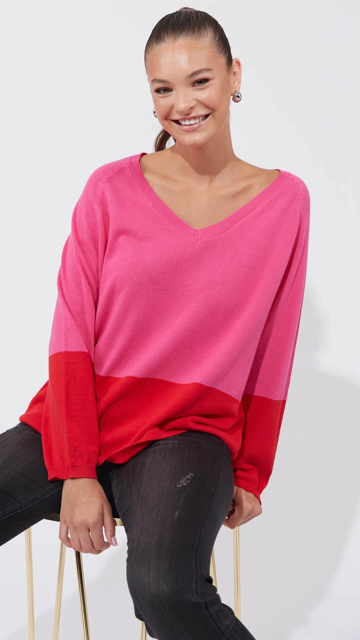Casablanca Block Knit - Chilli/Pink