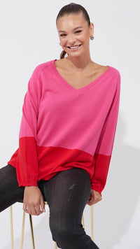 Casablanca Block Knit - Chilli/Pink