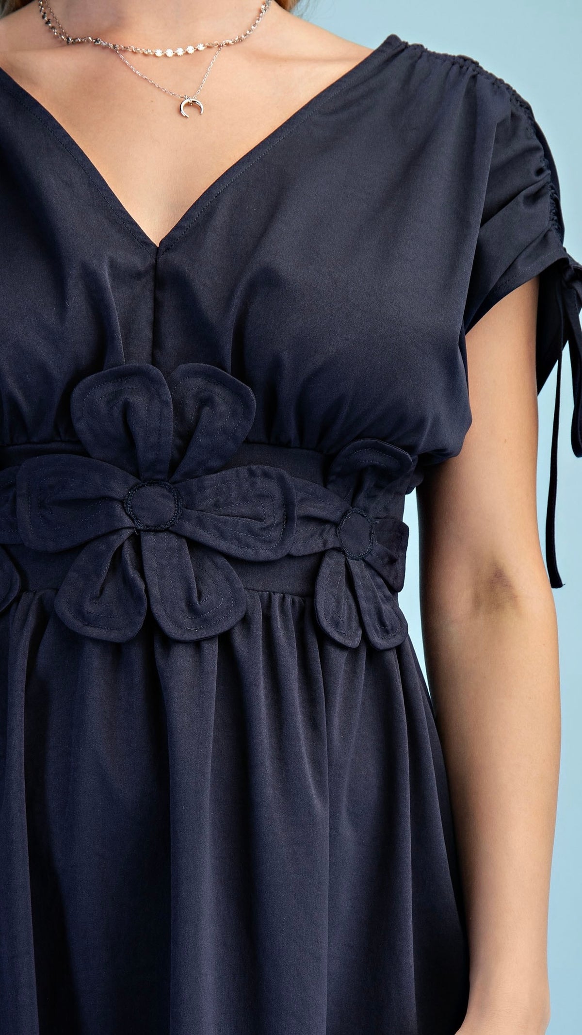 Fleur Appliqué V Neck Maxi Dress Ink