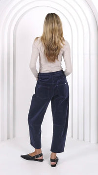Monaco Leo Barrel Jeans Corduroy Smoke Navy (PRE ORDER)
