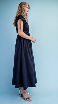 Fleur Appliqué V Neck Maxi Dress Ink