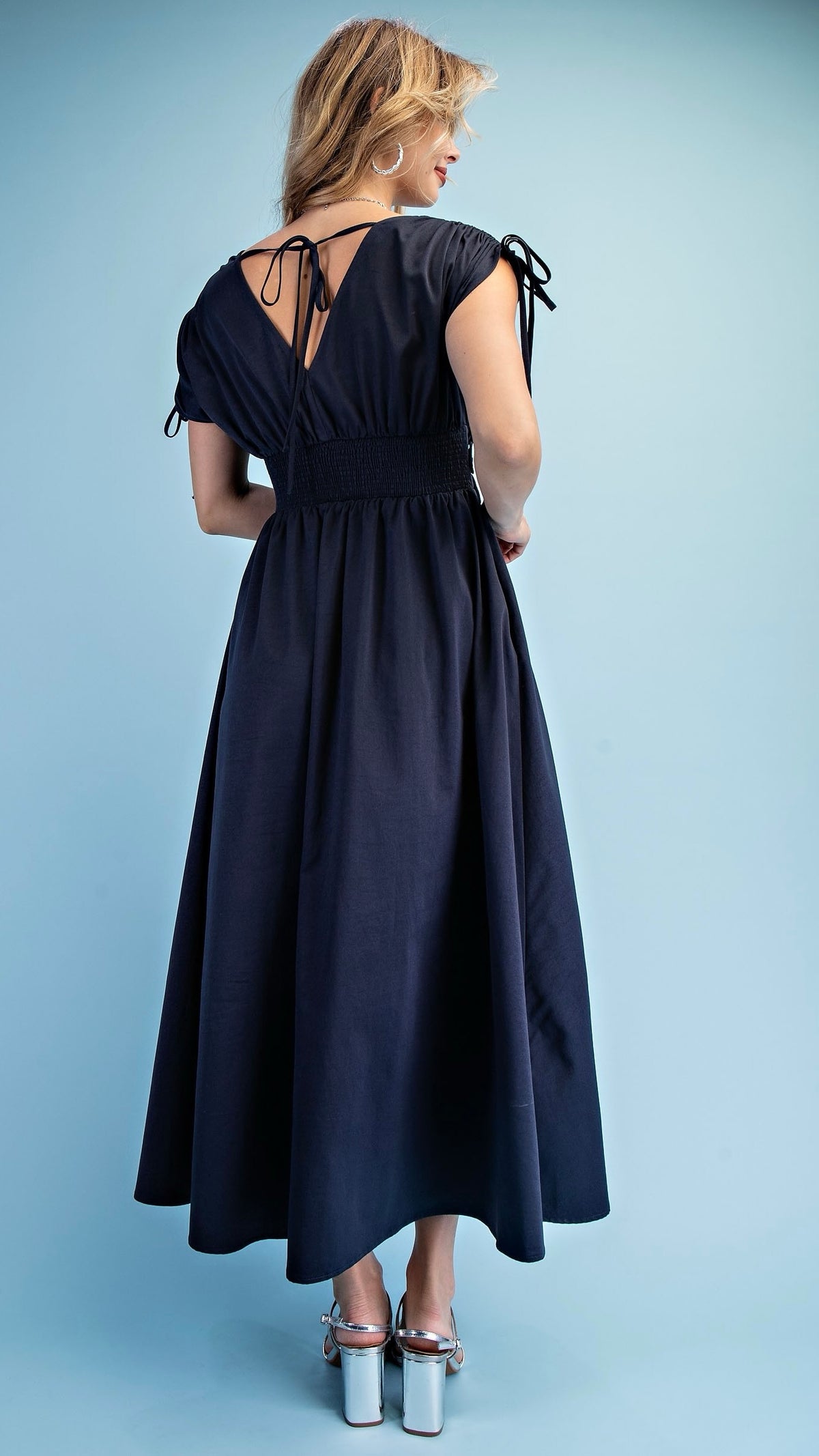 Fleur Appliqué V Neck Maxi Dress Ink