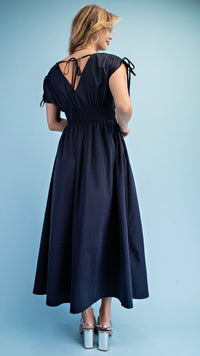 Fleur Appliqué V Neck Maxi Dress Ink