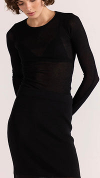 Asta Sheer Knit Top Black