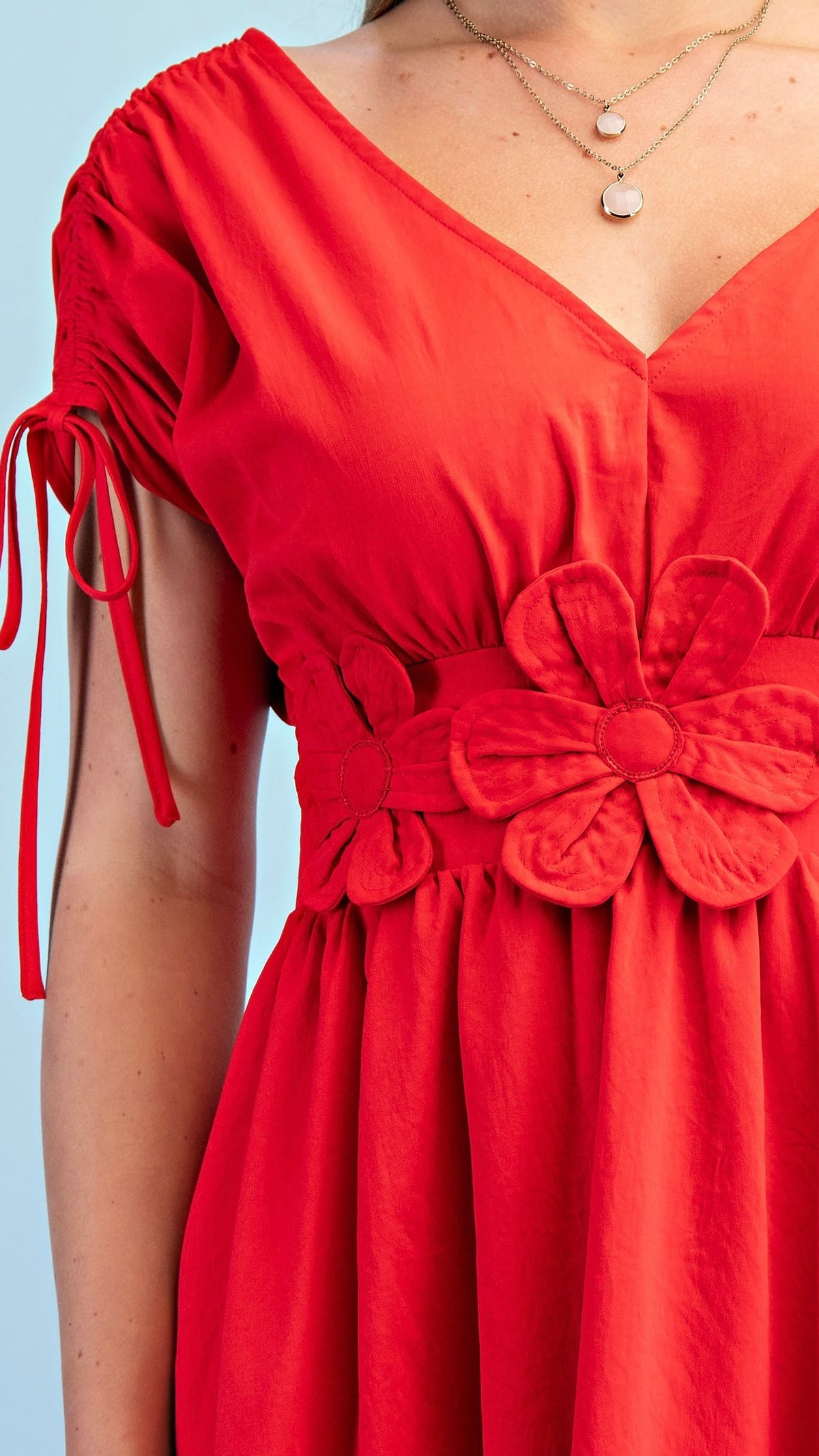 Fleur Appliqué V Neck Maxi Dress Tomato