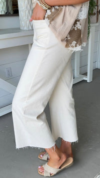 Rachel Raw Hem Wide Leg Jean