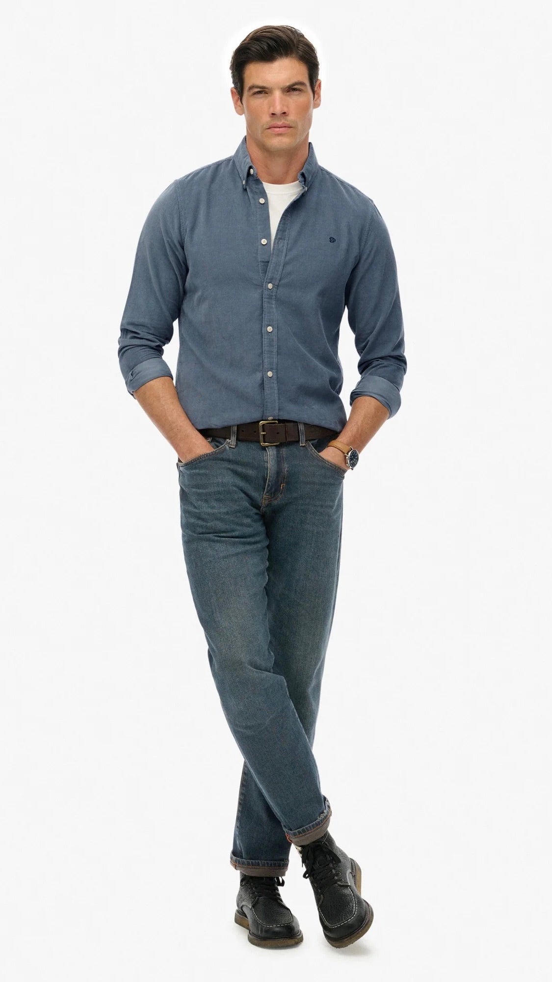 Classic Needle Cord Shirt Weather Blue