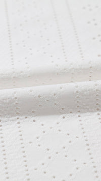 Eyelet Cuffed Sleeve Top White