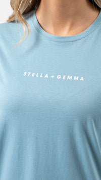 Cuff Sleeve T-Shirt Ocean Logo