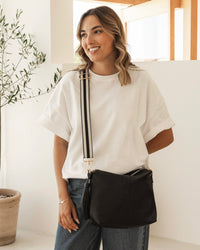 Daisy Stripe Crossbody Bag Black