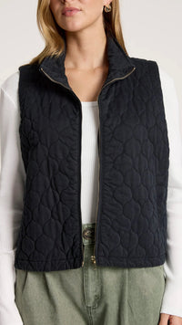 Sansi Quilted Crop Vest Black