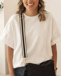 Daisy Stripe Crossbody Bag Black