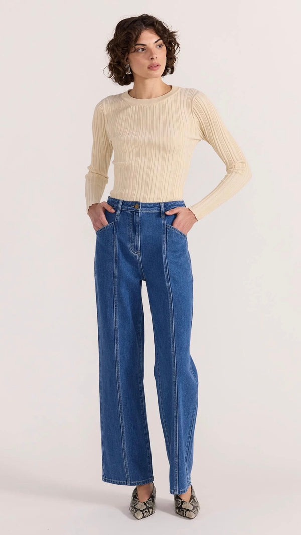 Kyra Rib Knit Top Ecru