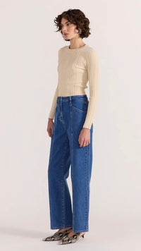 Kyra Rib Knit Top Ecru