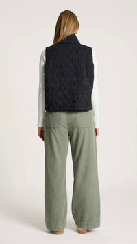 Sansi Quilted Crop Vest Black