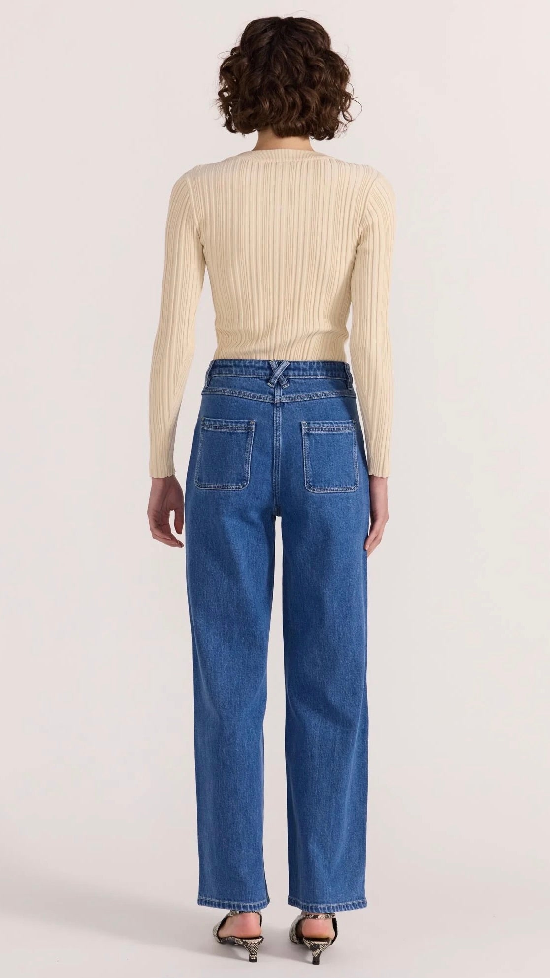 Kyra Rib Knit Top Ecru