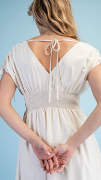 Fleur Appliqué V Neck Maxi Dress Ivory