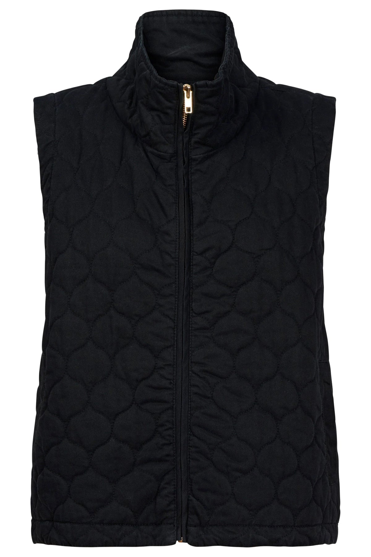 Sansi Quilted Crop Vest Black