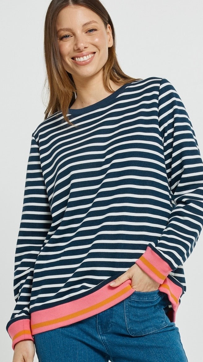 Tide Sweater Navy White Stripe