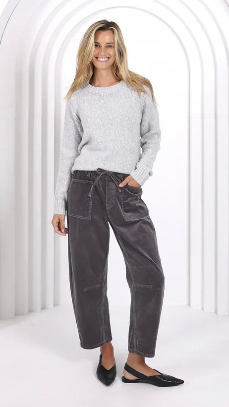 Monaco Leo Barrel Jeans Corduroy Smoke Charcoal (PRE ORDER)