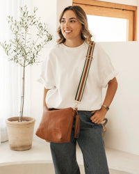 Daisy Stripe Crossbody Bag Tan