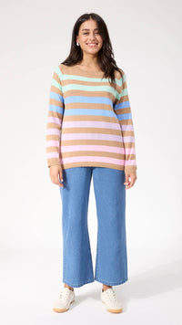 Vermont Stripe Jumper Tan
