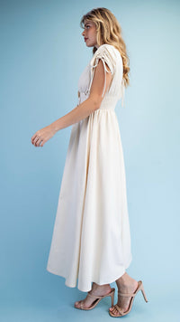 Fleur Appliqué V Neck Maxi Dress Ivory