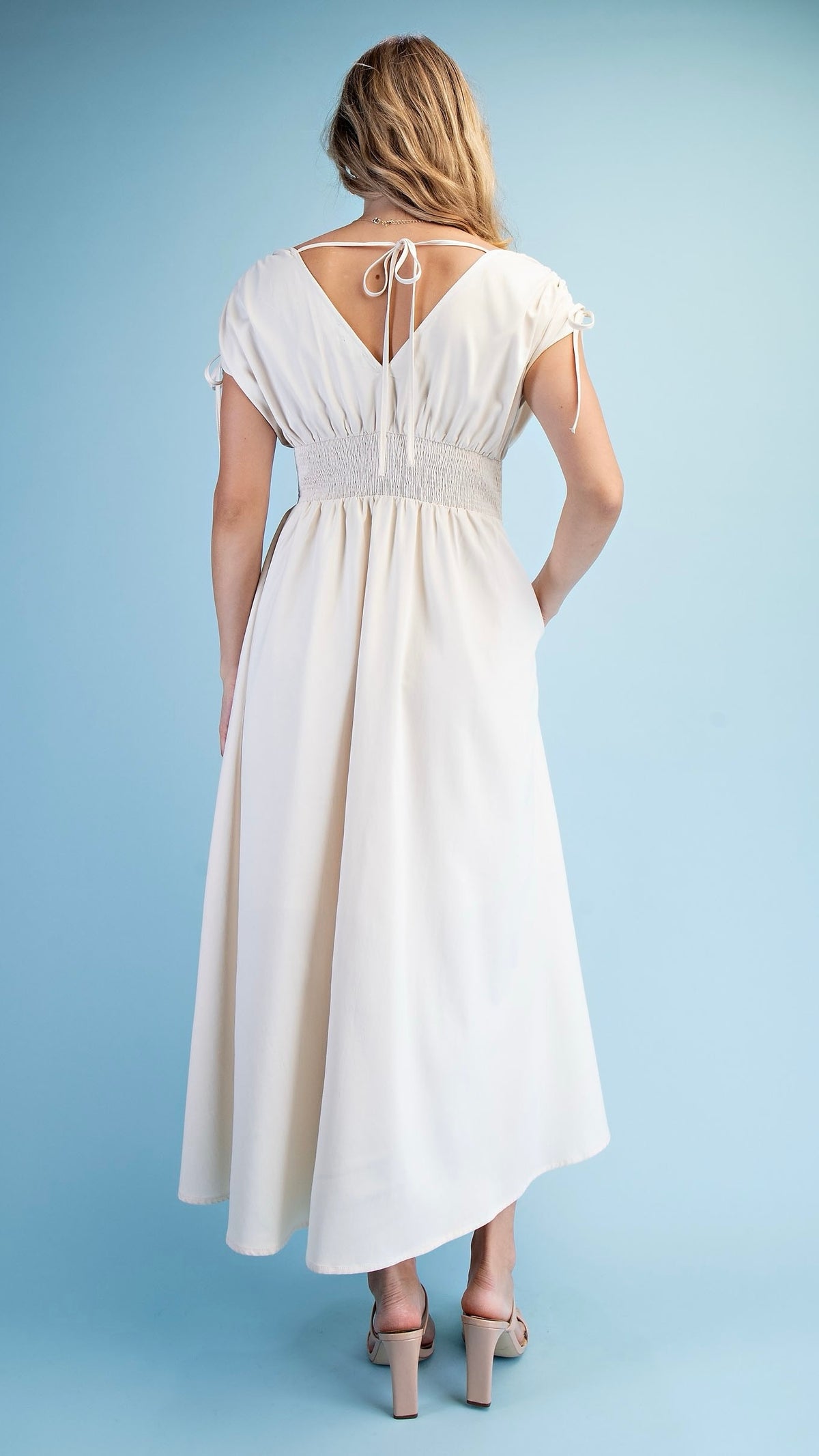 Fleur Appliqué V Neck Maxi Dress Ivory