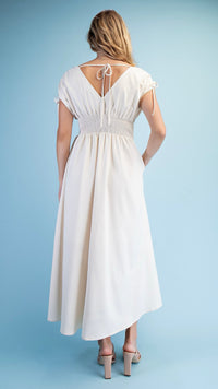 Fleur Appliqué V Neck Maxi Dress Ivory