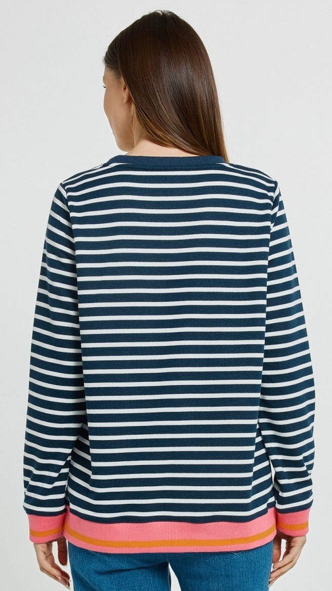 Tide Sweater Navy White Stripe