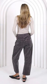 Monaco Leo Barrel Jeans Corduroy Smoke Charcoal (PRE ORDER)
