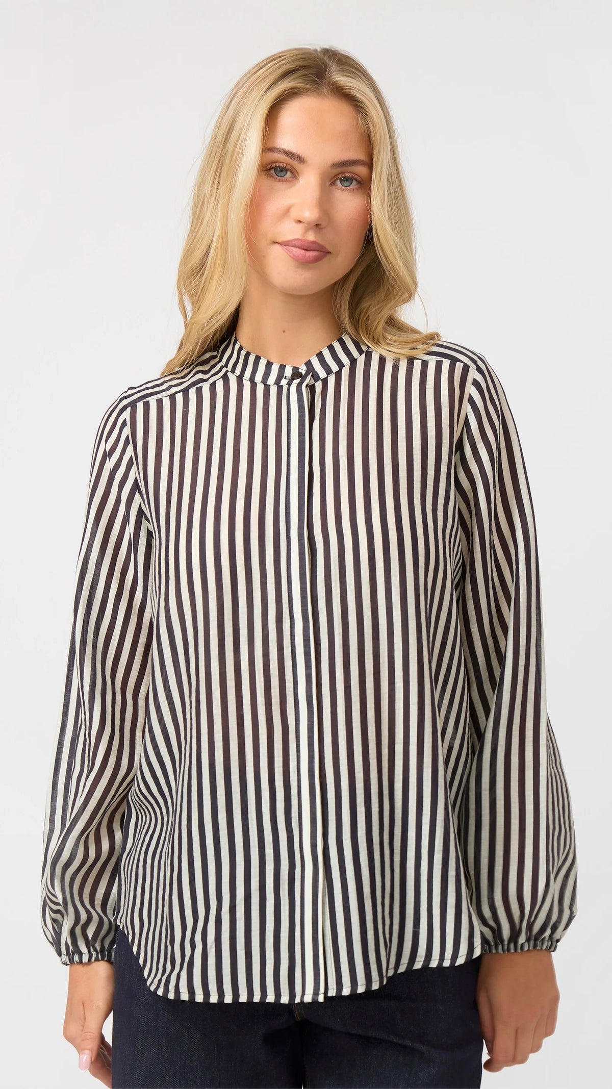 Faye Blouse Black and White Stripe