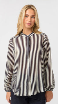 Faye Blouse Black and White Stripe