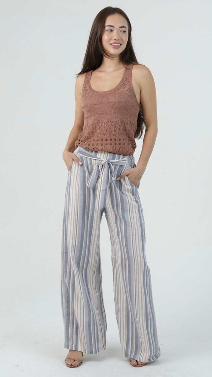 Sassy Striped Tie Waist Pants