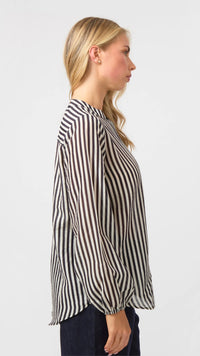 Faye Blouse Black and White Stripe