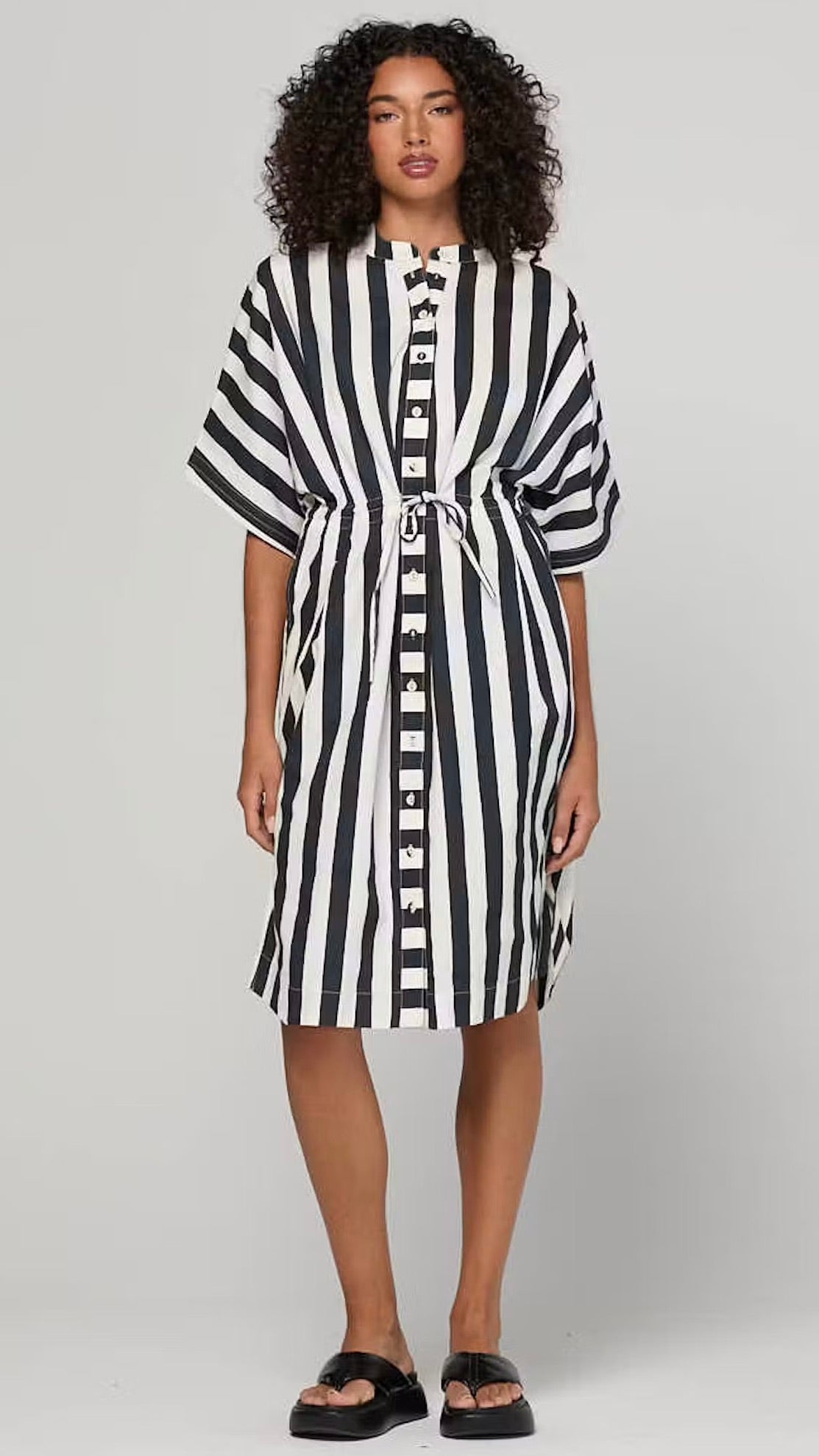 Shiro Shirt Dress  Mono Stripe August Arrival