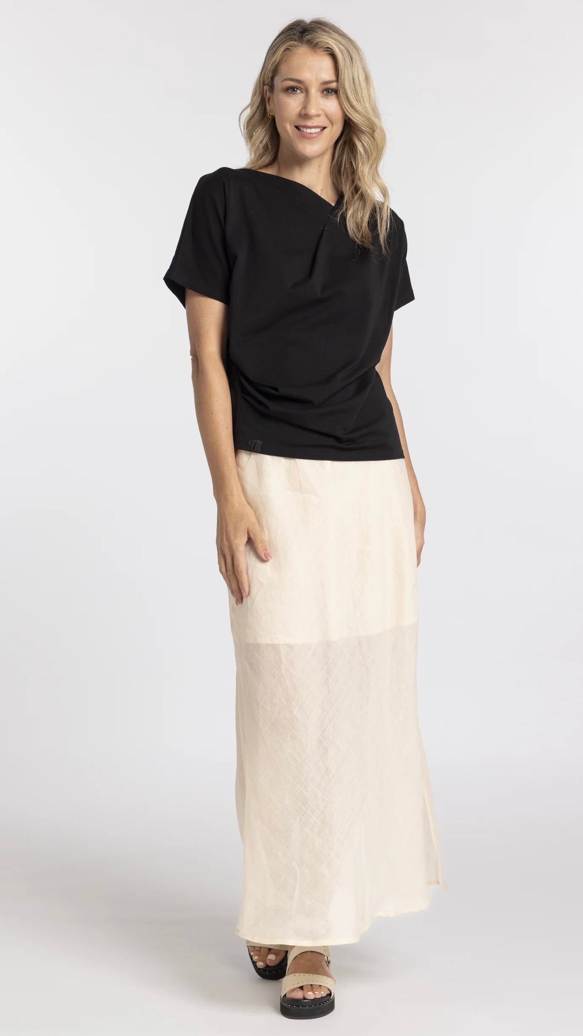 Mossy Rouched Tee Black